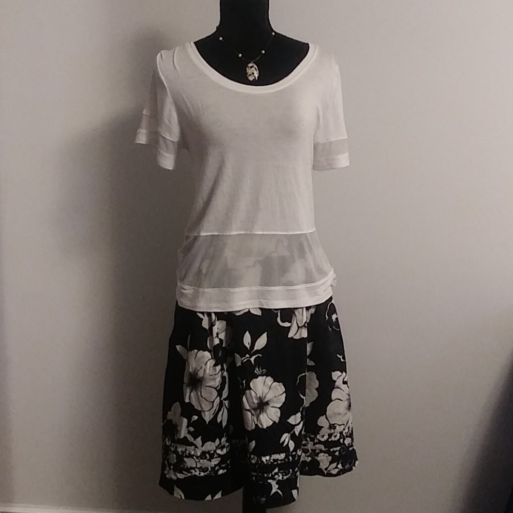 White House Black Market, black and white skirt